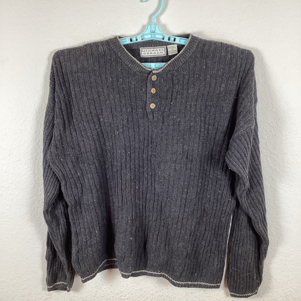 Michael Gerald Mens Sweater Sz XL Long Sleeve Solid Pullover Gray Soft Good